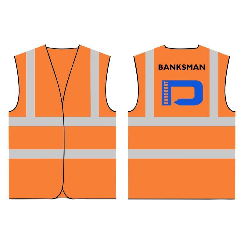 Orange W Logo - Hi-Viz Class 2 Waistcoat Orange c/w Dancourt Logo & 'BANKSMAN ...
