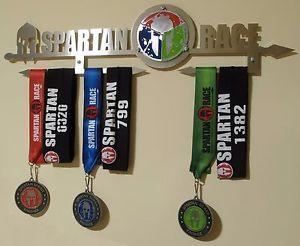 Spartan Trifecta Logo - Spartan Race Trifecta medal display rack, holder, black or brushed