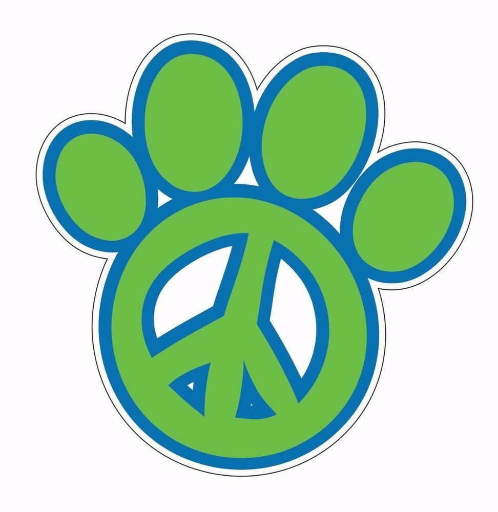 Hippie Peace Sign Logo - PET PAW PRINT PEACE SIGN Car Window Decal Car DECAL.5