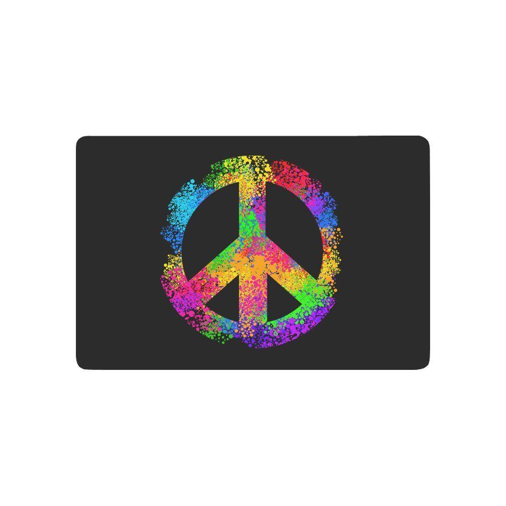 Hippie Peace Sign Logo - Amazon.com : InterestPrint Cool Hippie Peace Sign Symbols Doormat