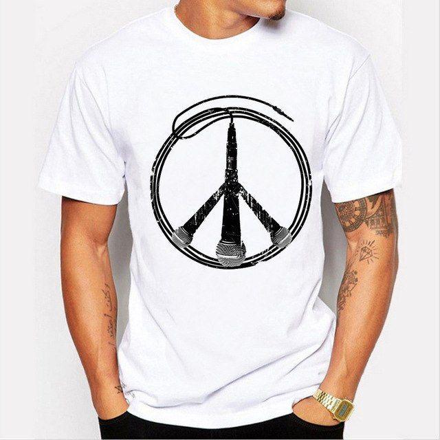 Hippie Peace Sign Logo - 2018 Fashion Brand Men Short Sleeve T shirt Flower Hippie Peace Sign ...