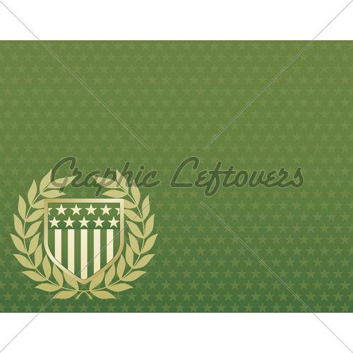 Green and Gold Shield Logo - Green And Gold Shield On A Star Background · GL Stock Images