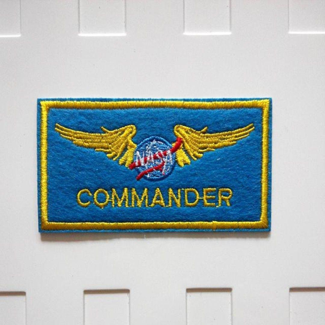 NASA Commander Logo - Nasa Commander Astronaut Pilot Iron On Patch, Men's Fashion ...