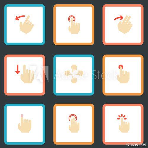 Swipe App Logo - Set of gestures icons flat style symbols with multitouch, swipe ...