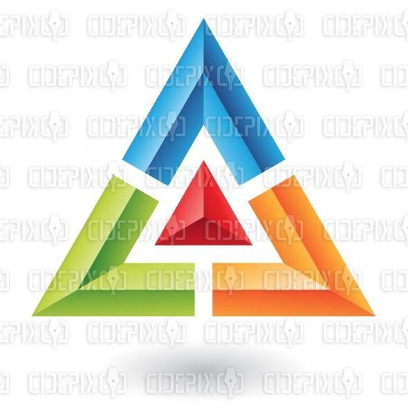 Red and Green Triangle Logo - abstract green, red, orange and blue embossed triangle logo icon