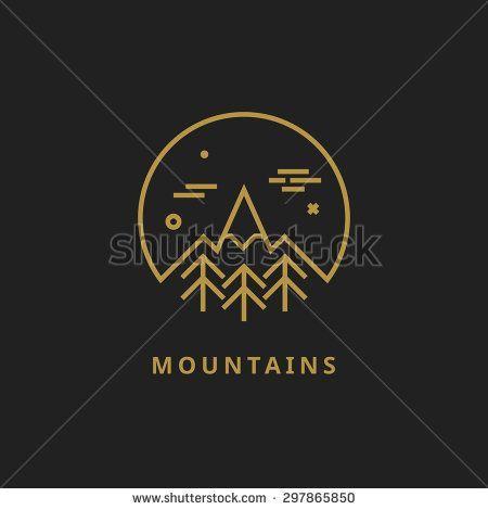 Mountain Outline Logo - Outline vector logo of mountain - stock vector | Line Art ...