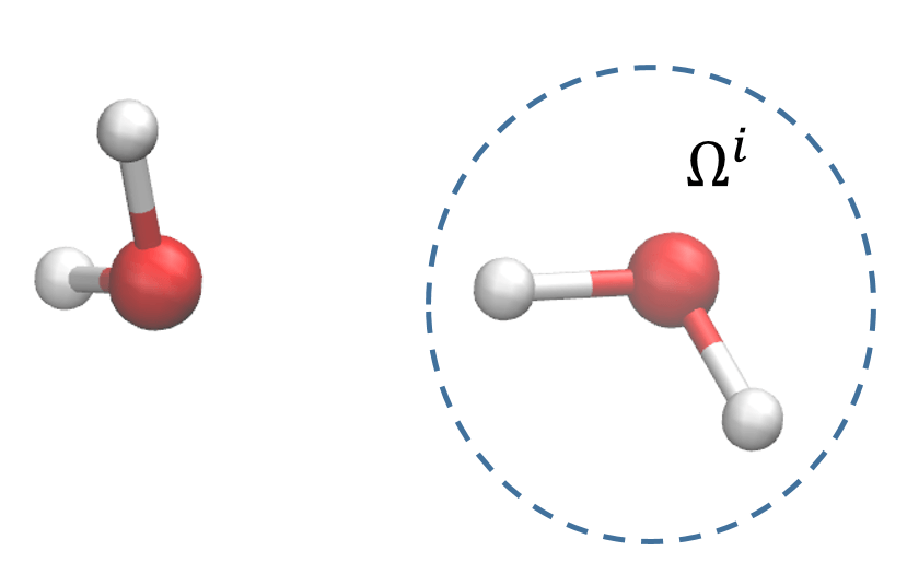 Red Ball Oxygen Logo - Atomic configuration for water dimer. Large red ball: oxygen O