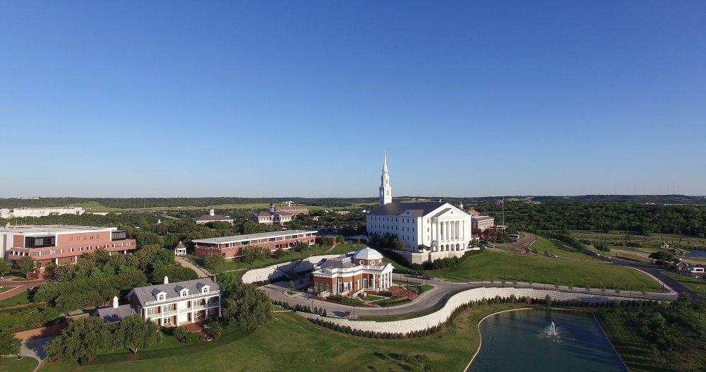 Dallas Baptist University Logo - Drone Shot of Campus. Baptist University Office Photo