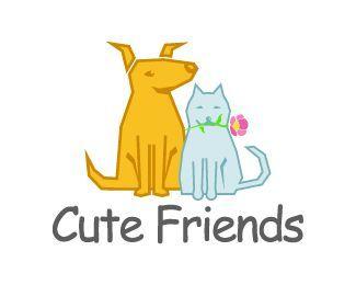 Flower and Friends Logo - Cute Friends Logo design - Unique and lively design logo of a dog ...