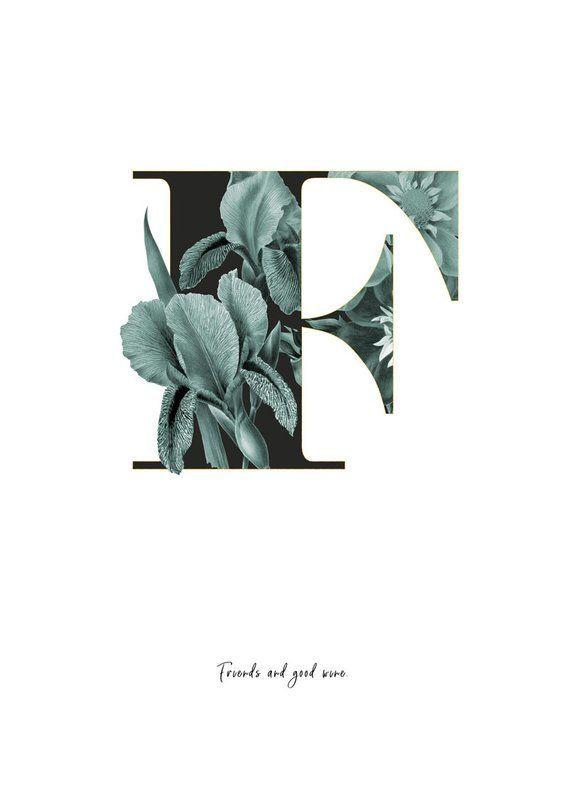 Flower and Friends Logo - F Alphabet letter name flower bird vintage bouquet Froilein Juno