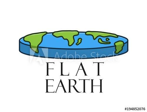 Cartoon Earth Logo - Flat Earth Logo, a hand drawn vector cartoon illustration of a flat