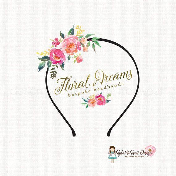 Flower and Friends Logo - head band logo bow shop logo watercolor by stylemesweetdesign | s2 ...