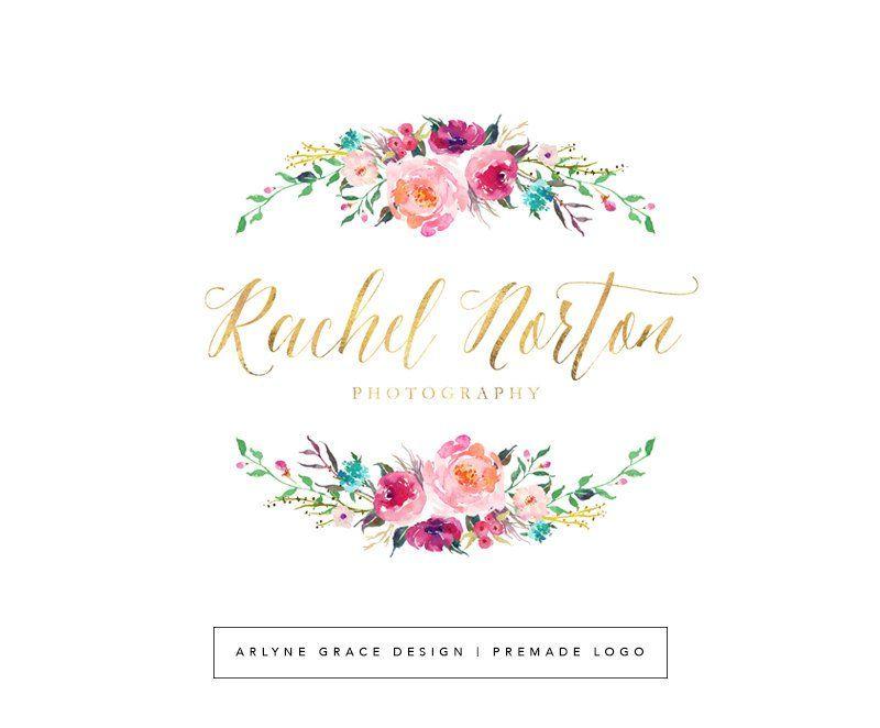 Floral Business Logo - Premade Logo Logo Design Photography Logo Watercolor