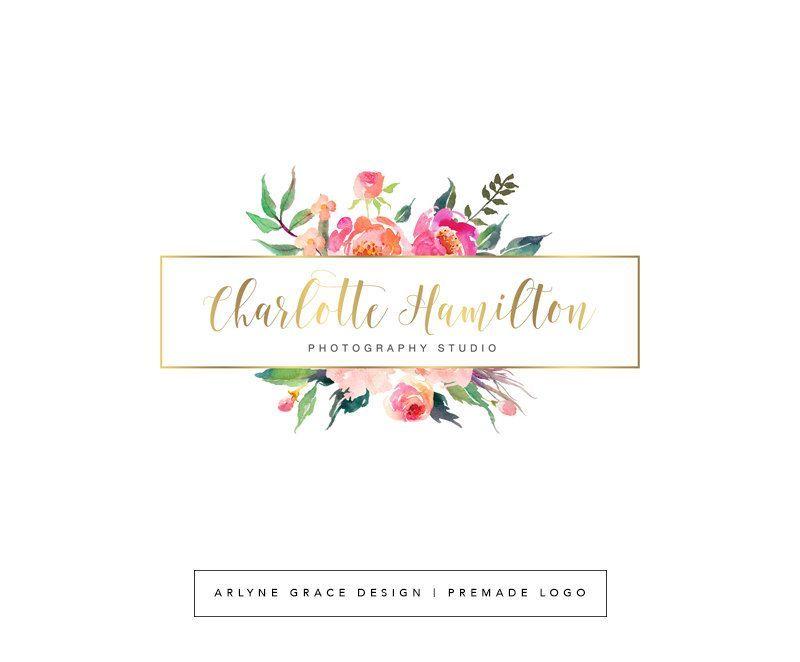 Floral Business Logo - Premade Logo - Watercolor Logo - Predesigned Logo - Photography Logo ...