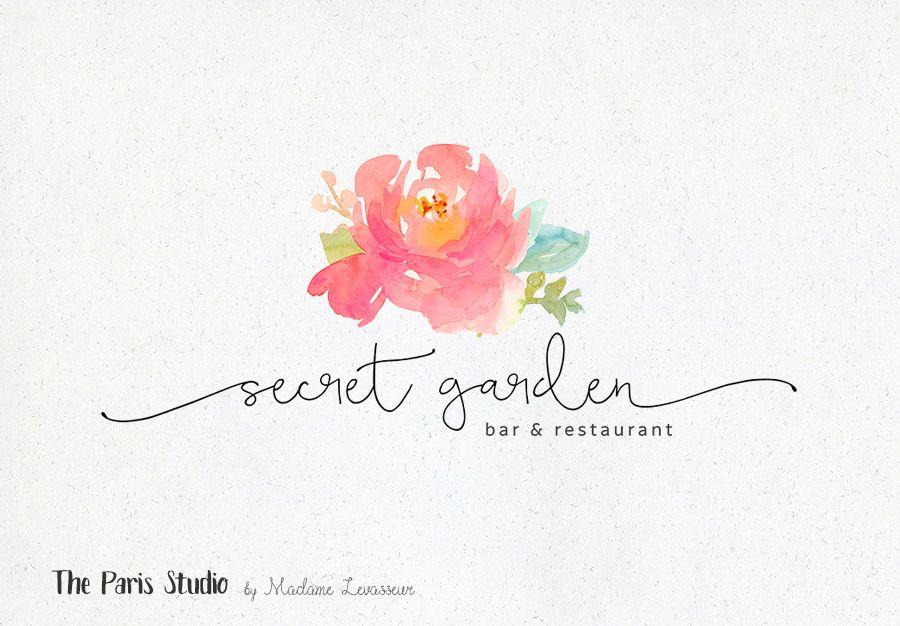 Floral Business Logo - Watercolor Floral Resaurant Bar Branding Logo Design