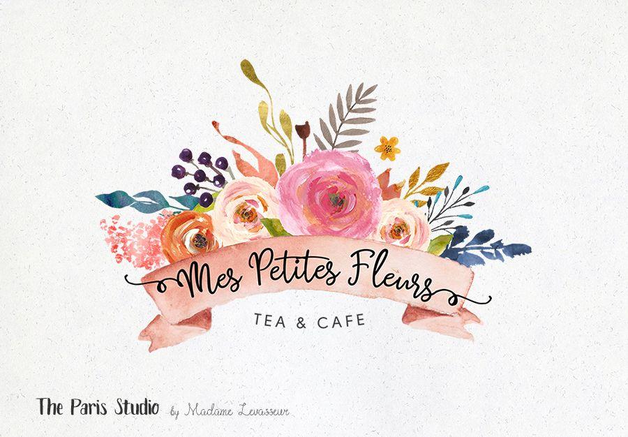 Floral Business Logo - Watercolor Floral Banner Logo Photohop Logo Download