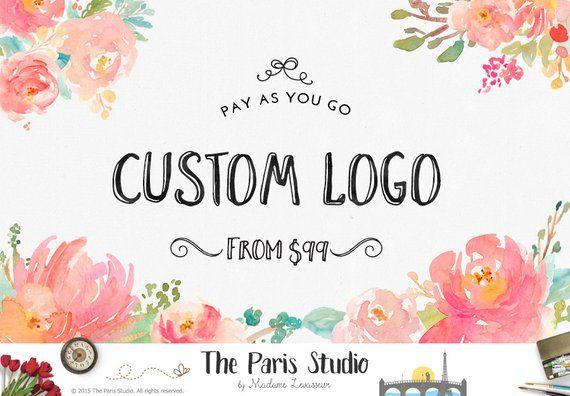 Floral Business Logo - Custom Logo Design Watercolor Flower Logo Photography Logo | Etsy