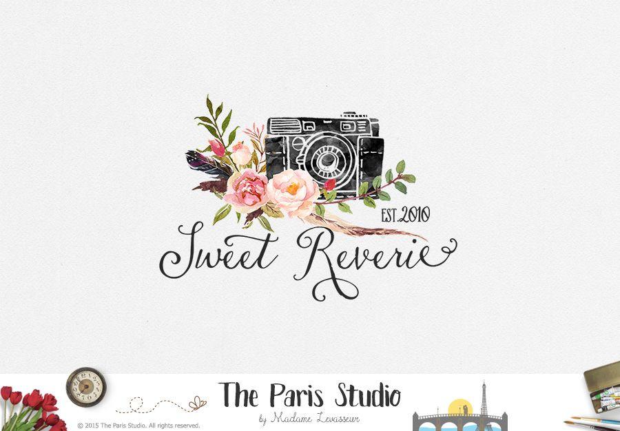 Floral Business Logo - Watercolor Camera Logo Design logo, website logo