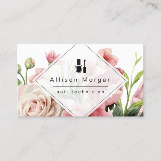 Floral Business Logo - Nail Technician Logo Modern Geometric Chic Floral Business Card ...