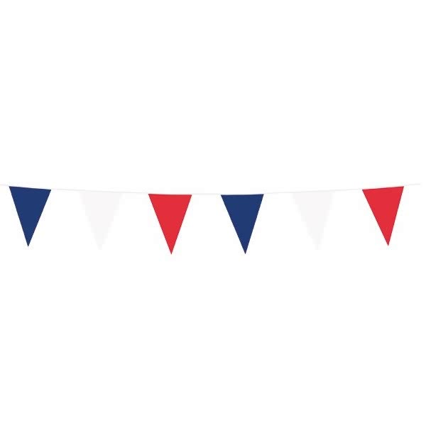 Red White Blue Triangle Logo - 10m Plastic Party Bunting - Tricolore - Red White Blue - Triangle ...