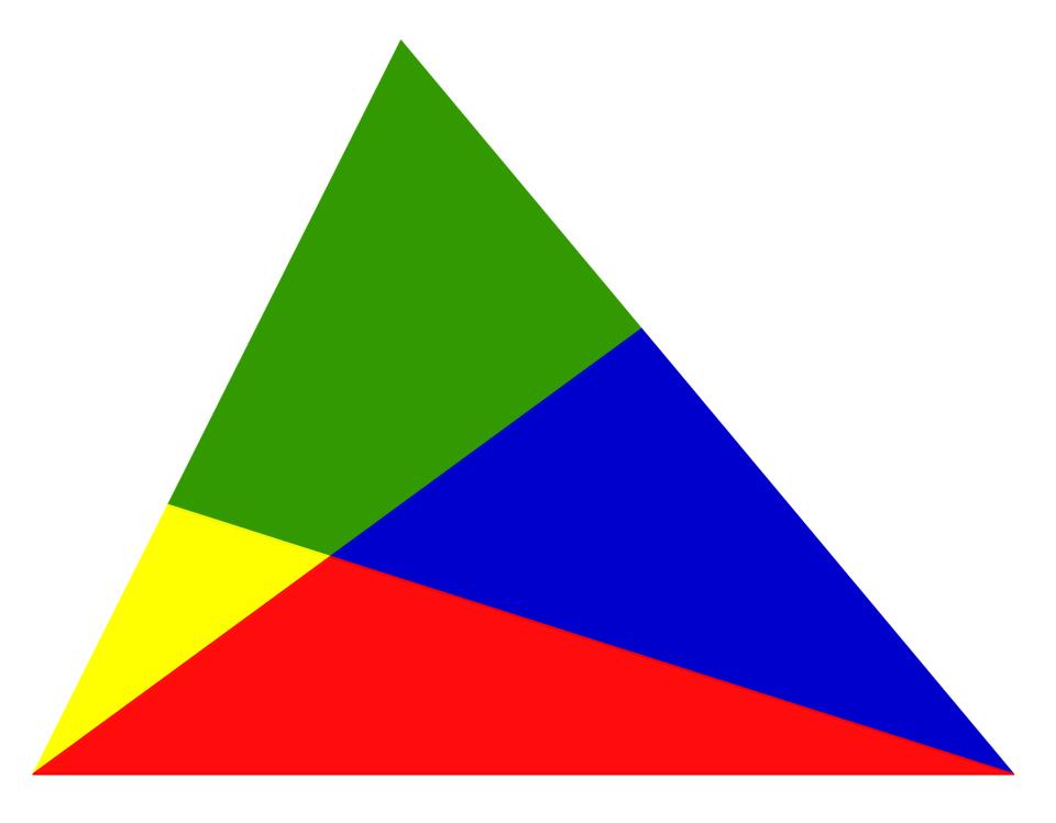 Blue Green Yellow Triangle Logo - geometry - How to find the area of green region in terms of yellow ...