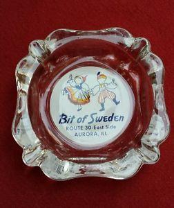 Swedish Restaurant Logo - Vintage Swedish Advertising Glass Ashtray Restaurant Aurora Illinois ...