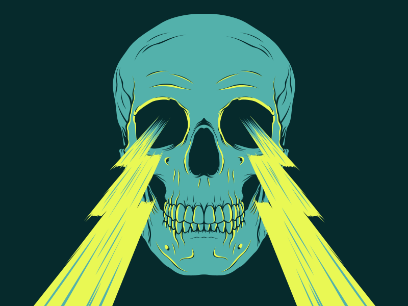 Skull with Lightning Bolt Logo - Skull Lightning Animation. Illustration. Animation
