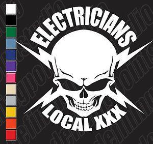 Skull with Lightning Bolt Logo - UNION SKULL IBEW ELECTRIC LINEMAN LIGHTNINGBOLT Customizable Vinyl