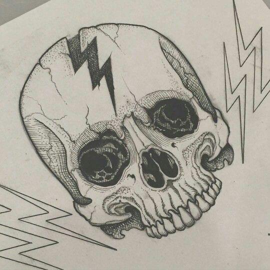 Skull with Lightning Bolt Logo - Lightning bolt skull. skullsskullsSkulls!!!. Tattoos