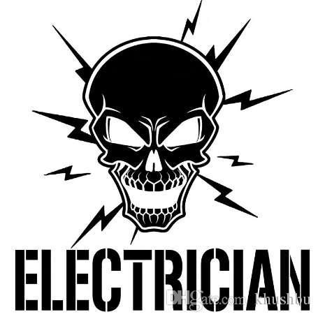 Skull with Lightning Bolt Logo - 2019 17.8CM*18.4CM Skull And Lightning Bolts Electrician VInyl ...
