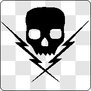 Skull with Lightning Bolt Logo - Silhouette No Jaw Skull and Crossed Lightning Bolts Design