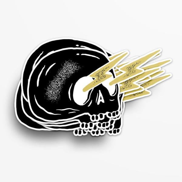 Skull with Lightning Bolt Logo - Free Spirits Never Die Helmet Sticker- Steeltown Garage Co