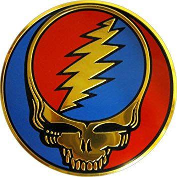 Skull with Lightning Bolt Logo - Grateful Dead Your Face On Gold! Decal