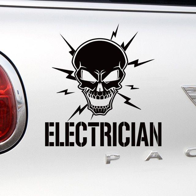 Skull with Lightning Bolt Logo - Car styling 17.8*18.4CM Skull and Lightning Bolts Electrician vinyl ...