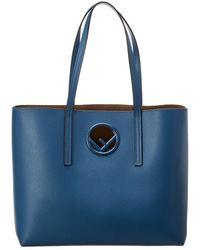 Red Blue F Logo - Fendi F Logo Leather Shopper Tote in Red - Lyst