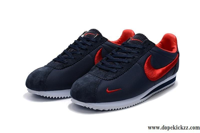 Red Blue F Logo - Latest Cortez Nike EM On Sale Womens Shoes Navy Blue F)y4|J Red