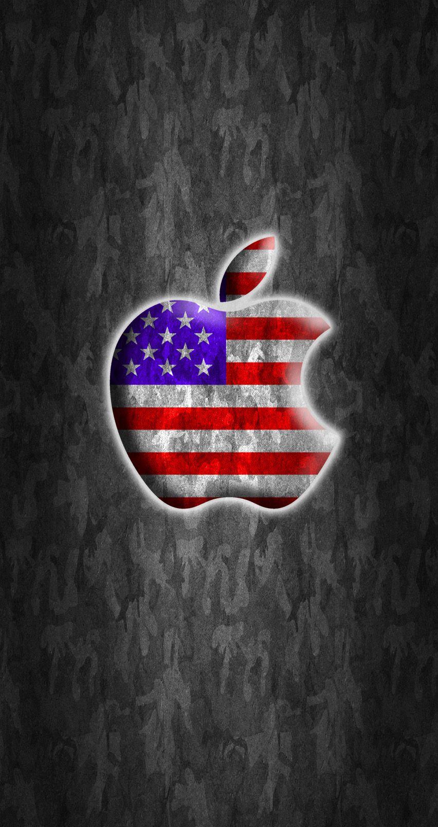 Camo Flag Logo - iPhone 6 American Flag Apple Logo on Camo Background - Imgur