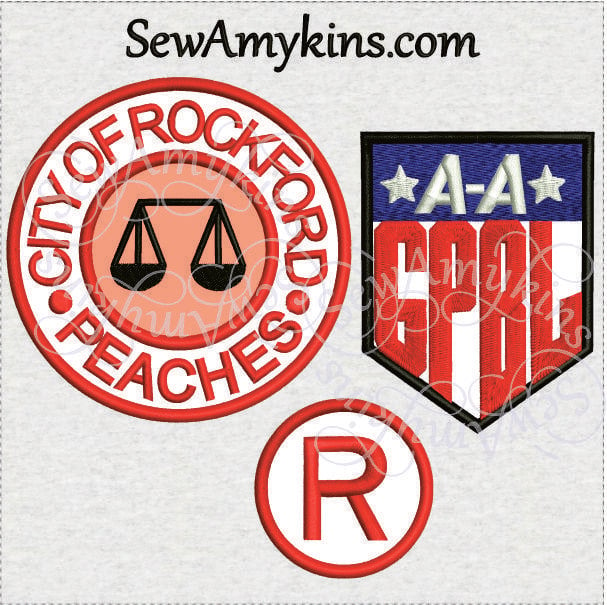 Rockford Peaches Logo - DIGITAL embroidery Files: A League of Their Own Applique designs