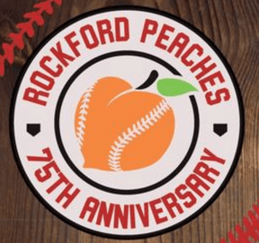 Rockford Peaches Logo - Rockford Peaches 75th Anniversary Women's Baseball