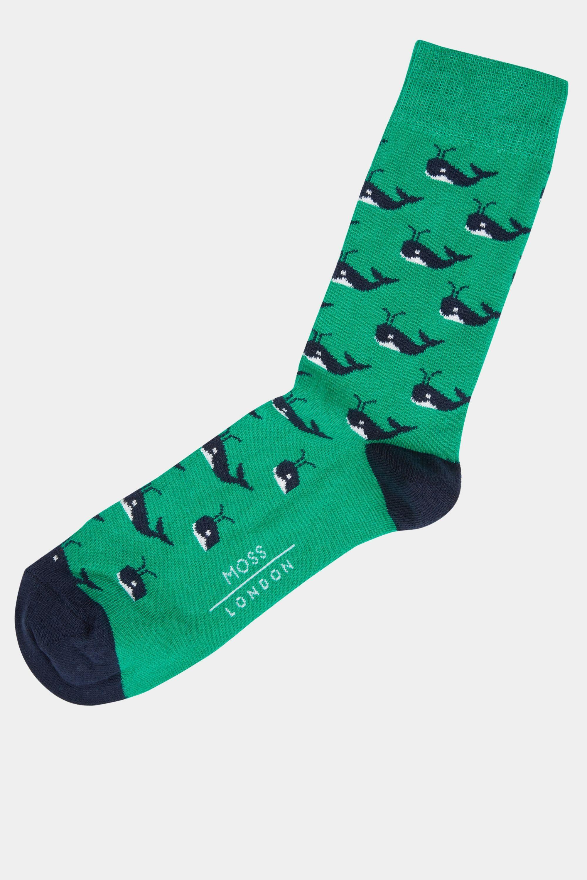 Green and Blue Whale Logo - Moss London Green & Blue Whale Socks