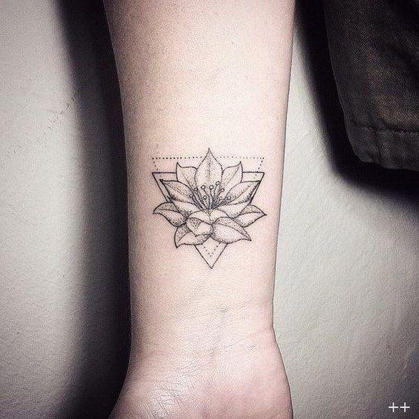 Triangle Lotus Flower Logo - Lotus Flower and Triangle Tattoo on Arm. … | ink | Tatto…