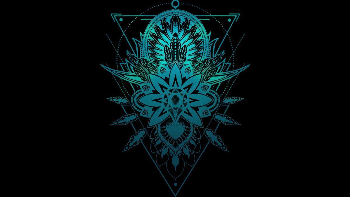 Triangle Lotus Flower Logo - Geometric Triangle Mandala Ornament Lotus Flower (Blue Shades Va is ...