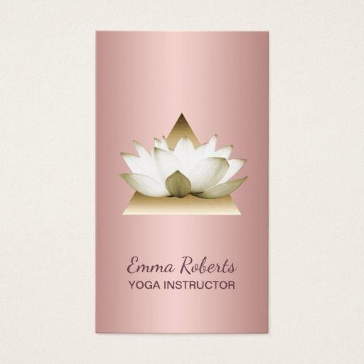 Triangle Lotus Flower Logo - Yoga Instructor Modern Rose Gold Lotus Triangle Business Card | Yoga ...