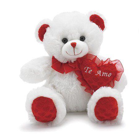 Red Bear Amo Logo - Valentine's Day Plush Te Amo White Bear with Red Heart