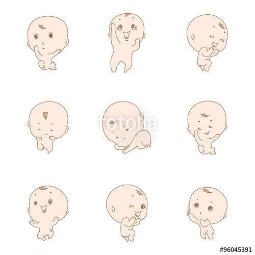 Cute Baby Logo - set of cute baby illustration vector logo design