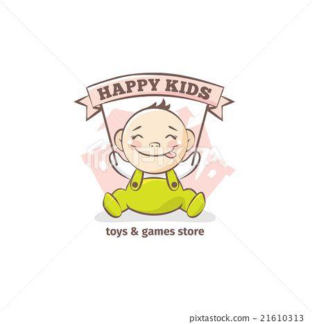 Cute Baby Logo - Vector cute baby logo in sketch style. Toys and - Stock Illustration ...