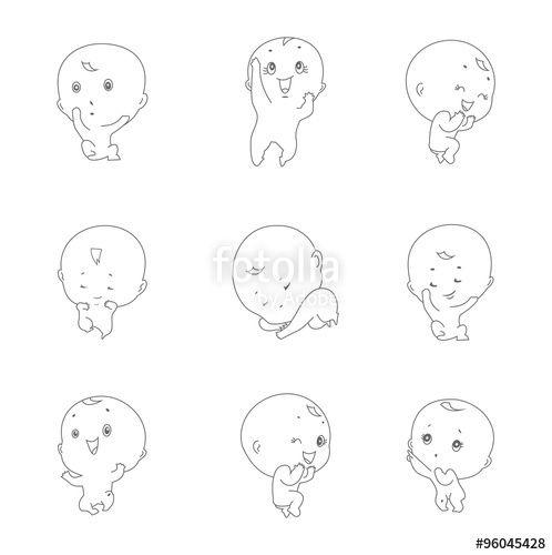 Cute Baby Logo - set of cute baby illustration vector logo design Stock image