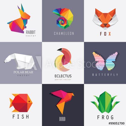 Colorful Rabbit Logo - Abstract colorful vibrant animal logos design set collection. Rabbit