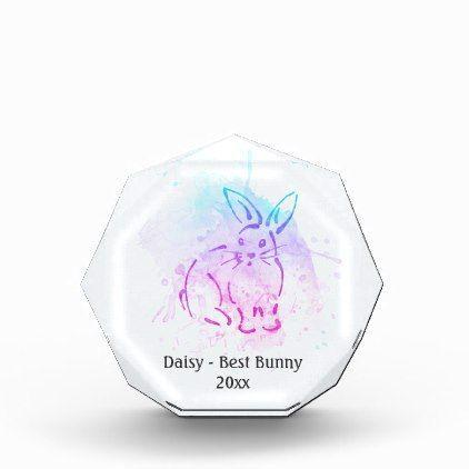 Colorful Rabbit Logo - Bunny Theme Modern Logo Rabbit Acrylic Award. Pet