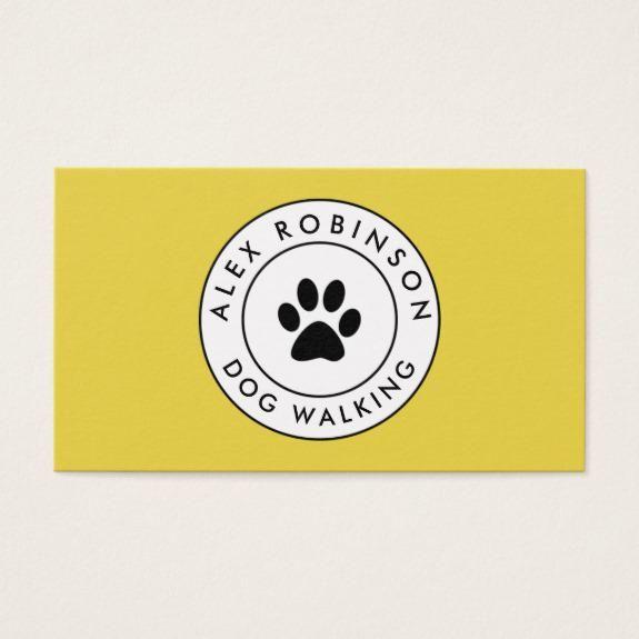 Yellow Paw Logo - Yellow paw print dog logo business card